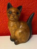 Holz-Katzen-Figur,Handgefertigt,Vintage,Dekoration,Süss