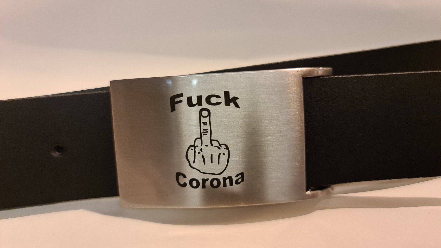 Cinture: Ledergürtel mit Fuck Corona Logo – Nuovo e nell'imballaggio originale da Sins venduto da sagitarius58 1