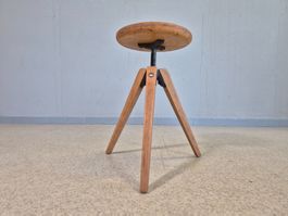 Antik Holzhocker Drehhocker 3 Bein Hocker Swivel Stool