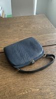 Edle Vintage Handtasche dunkelblau grau, Leder guter Zustand