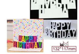 Neue Stanzschablone 3D Schriftzug Happy Birthday, Geburtsta
