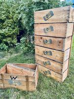 7 antike grosse Holzkisten FRANCK AROMA um 1900