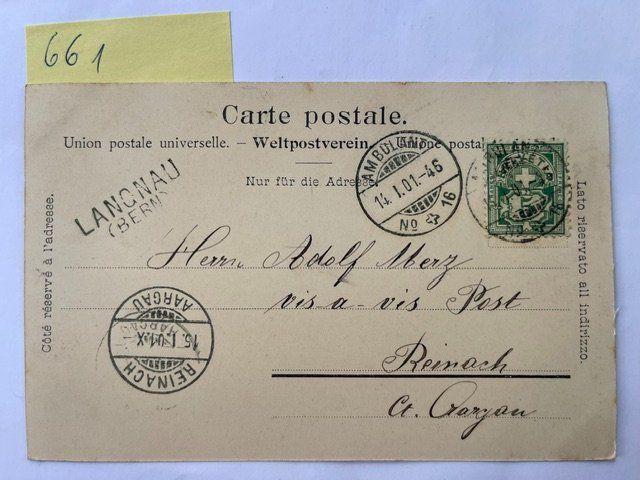 Cartoline postali: Gruss aus Langnau, 1901 mit Stempel – Usato da Niederwil AG venduto da dahu75 1