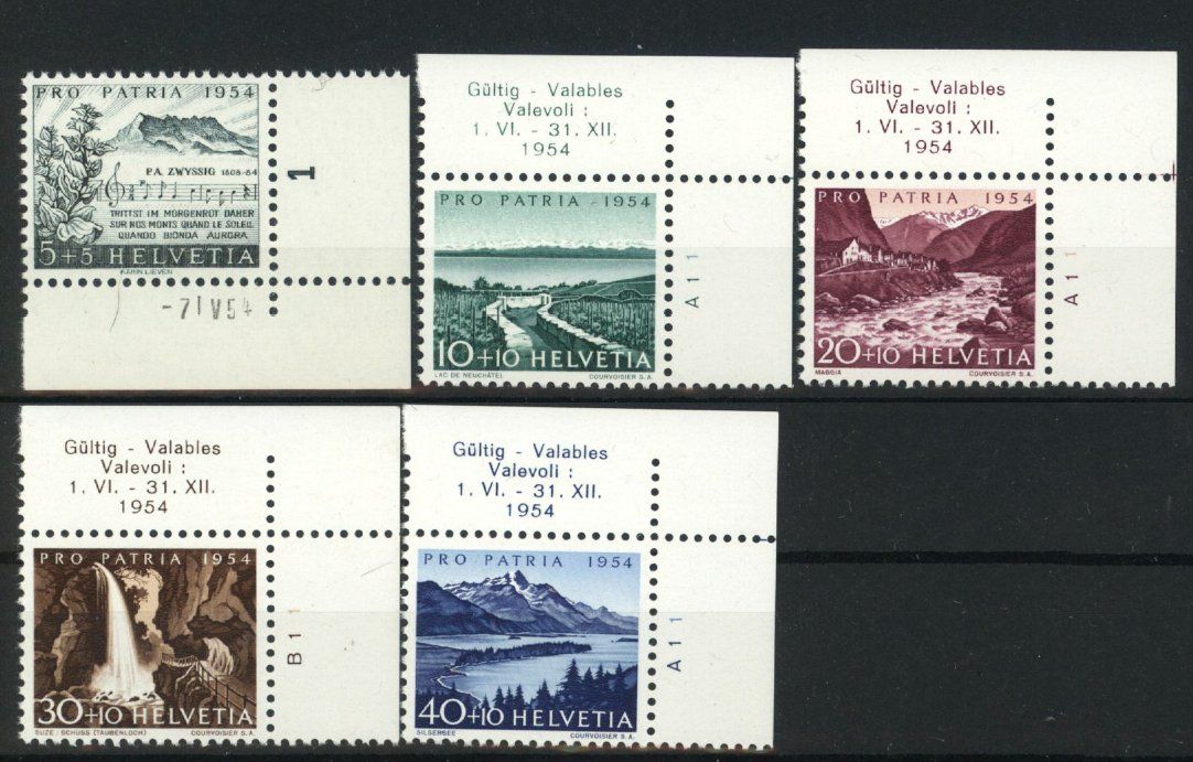 Tutti i francobolli: 1954, Pro Patria, ohne Falz ** – Usato da Willisau venduto da Vollstempel