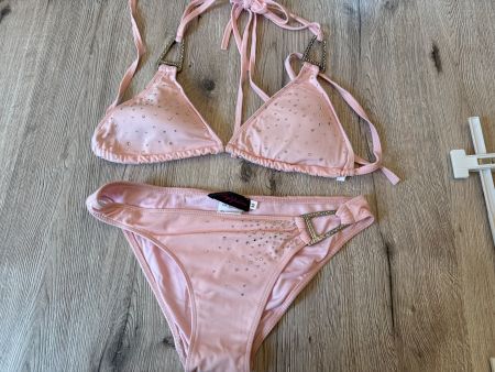 Rosa Bikini Strass-Besatz Sommer Strand Badekleid Gr M
