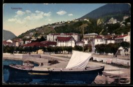 Locarno, Hafenpartie mit Boot u. Ortspan