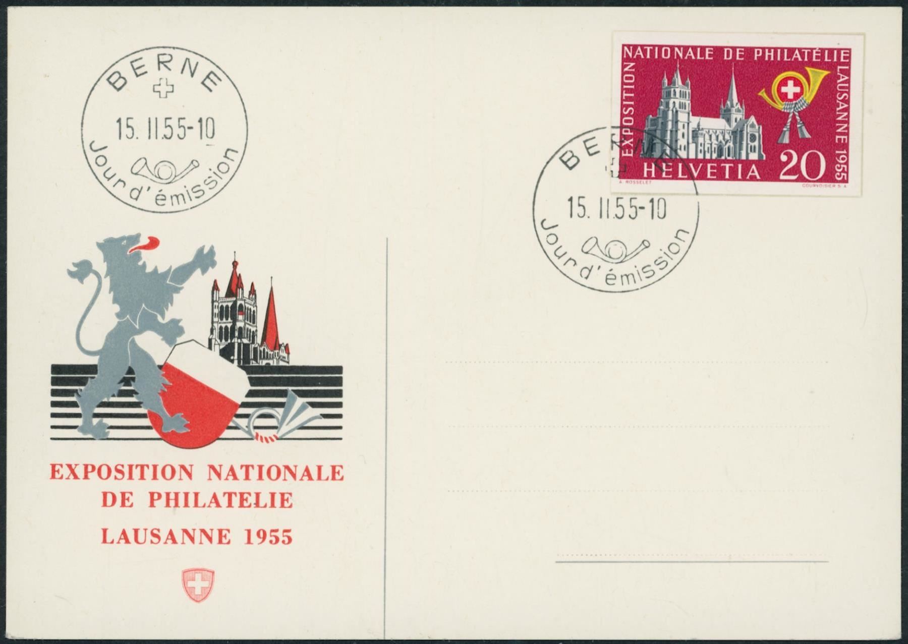 Tutti i francobolli: 1955 Lausanne - Blockausschnitt - FDC U1 – Usato da Schindellegi venduto da leecollect