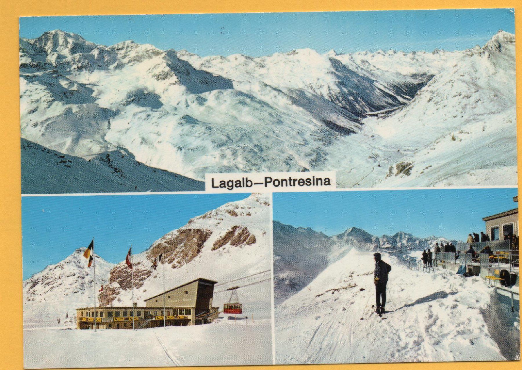 Ansichtskarten: PONTRESINA LAGALB Luftseilbahn, Skifahrer – Gebraucht aus Jona von philajona
