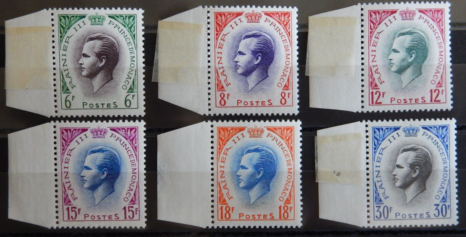 Tutti i francobolli: Monaco Kat. 506-511 ** 1955 Kat. 25 Euro – Usato da Zürich venduto da Muehlekauf