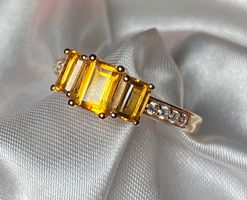 Citrin + Saphir Ring 💎✨ Silber 925 vergoldet S121