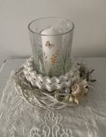 Windlicht Kerzenglas mit Blumen und Schmetterling Dekoration