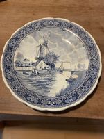 Holländischer Wandteller mit Windmühle, blau-weiss, Deko