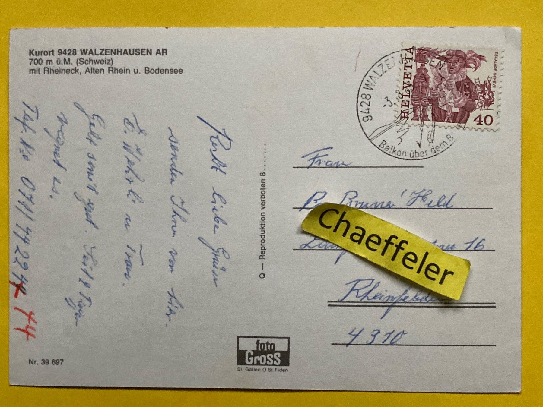Cartoline postali: Walzenhausen / AR – Usato da Zürich venduto da Chaeffeler 1