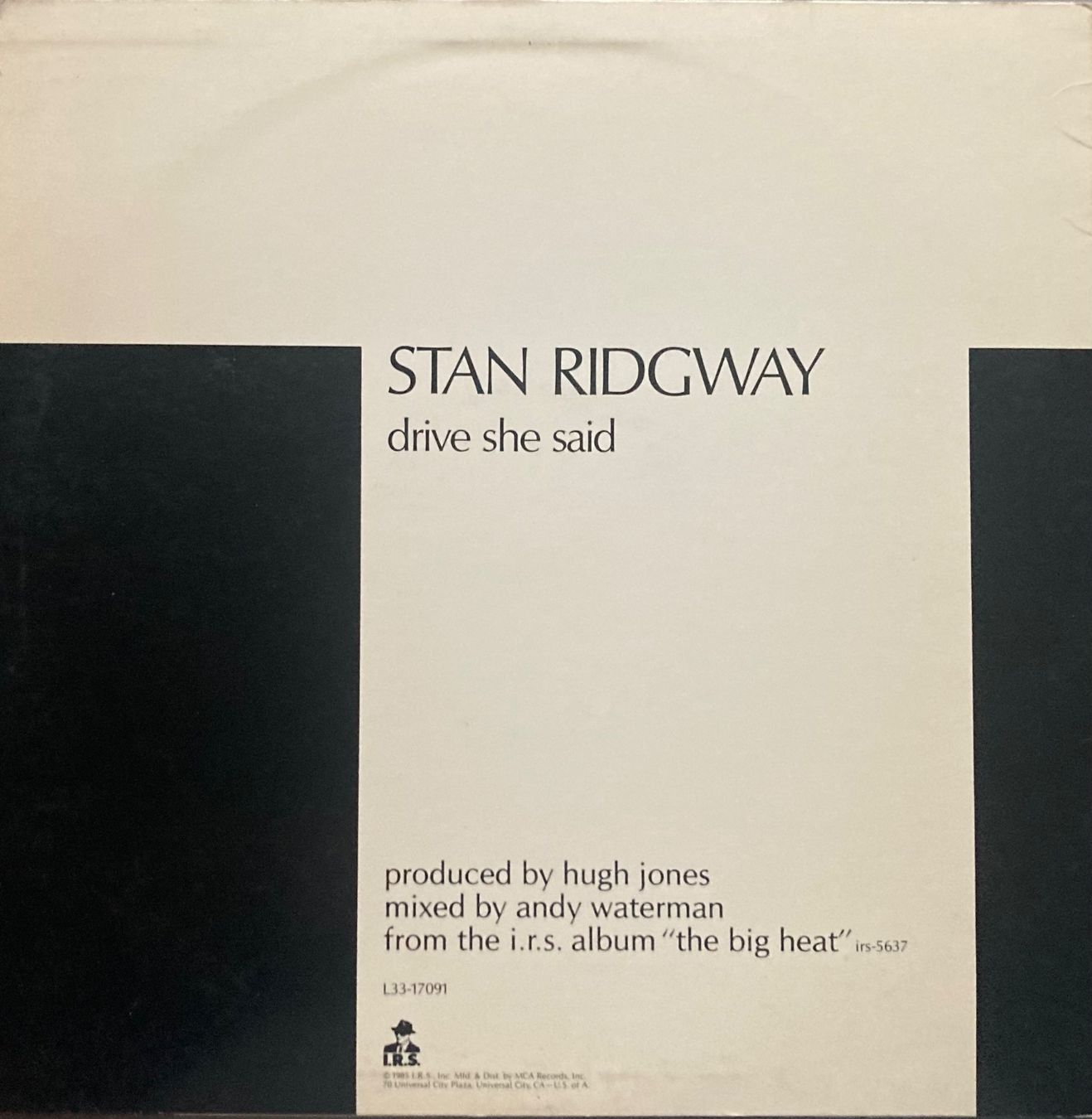 Schallplatten: STAN RIDGWAY - DRIVE SHE SAID – Gebraucht aus Poliez-Pittet von Newtown-Records 1