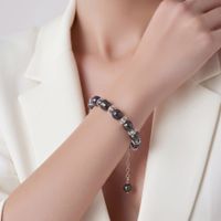Black Pearl & Rock Crystal Bracelet Silver