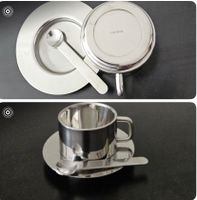 6 Tasses à café italiennes avec cuillère  Inox 18-10