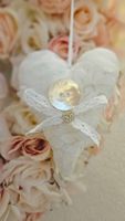 Geschenk Herz Shabby Chic Vintage Stoffherz Knopf Spitze