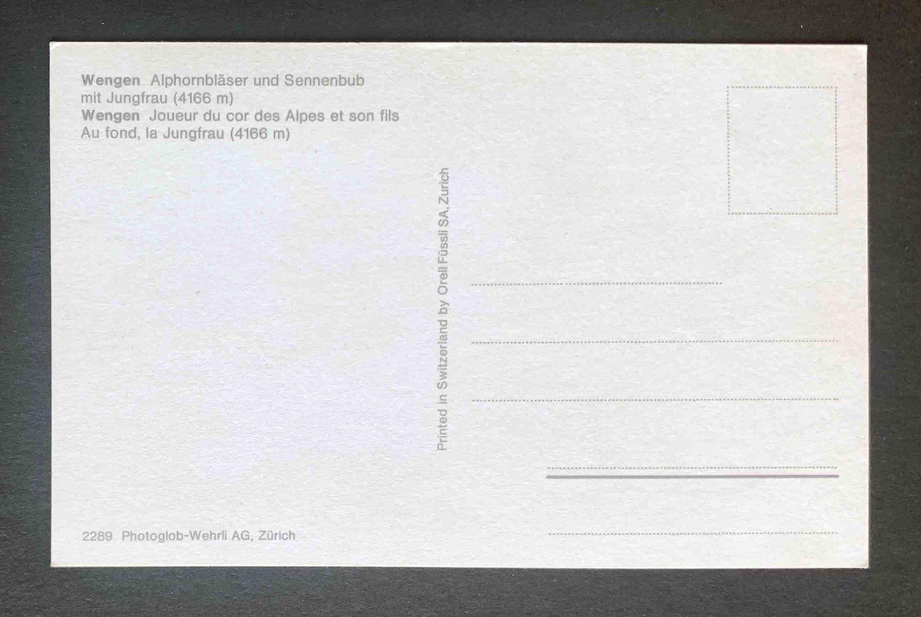 Cartoline postali: AK Wengen Alphornbläser und Sennenbub – Usato da Goldau venduto da artelier1 1