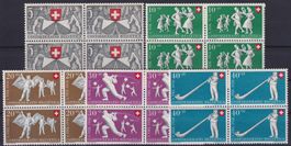 1951, Pro Patria B52-B55 Viererblöcke postfrisch **K: 120.-+