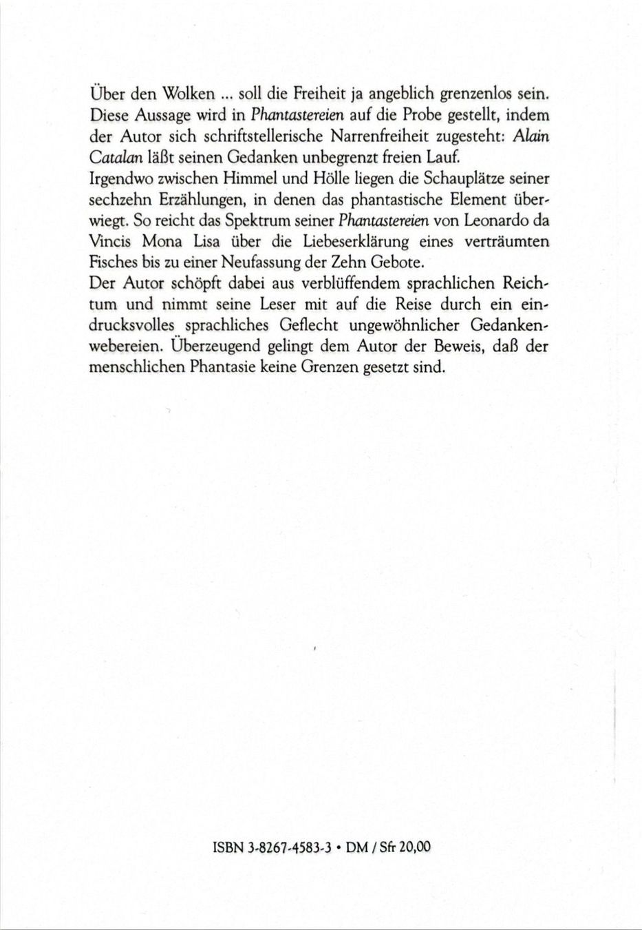 Bücher: Catalan Alain, Phantastereien – Neu (gemäss Beschreibung) aus Sarnen von Livres 1