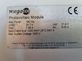 Megasol Photovoltaic Module 190 Wp gebraucht