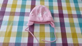 Süsse Rosa Kappe mit weissen Sternen und Ohrenschutz - 86/92