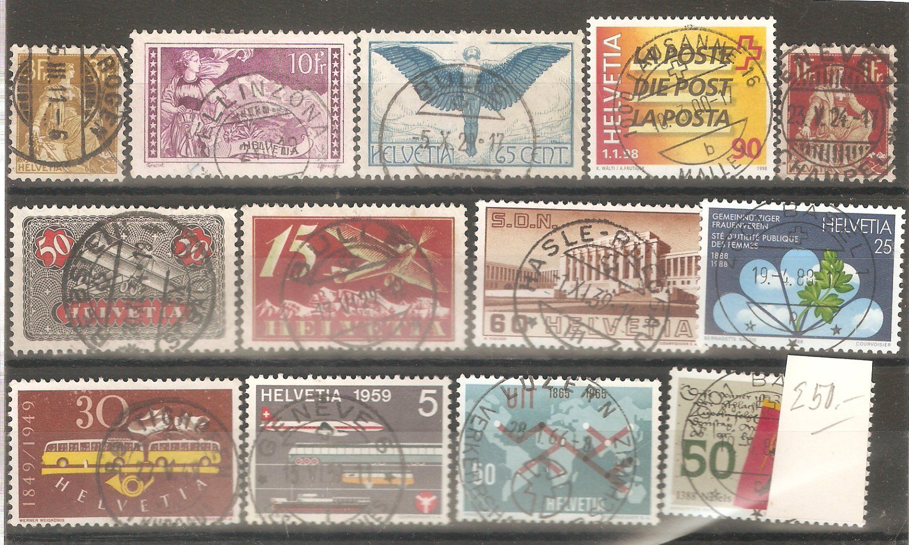 Alle Briefmarken: 13 Marken mit Vollstempel – Gebraucht aus Lausanne von Whorvath