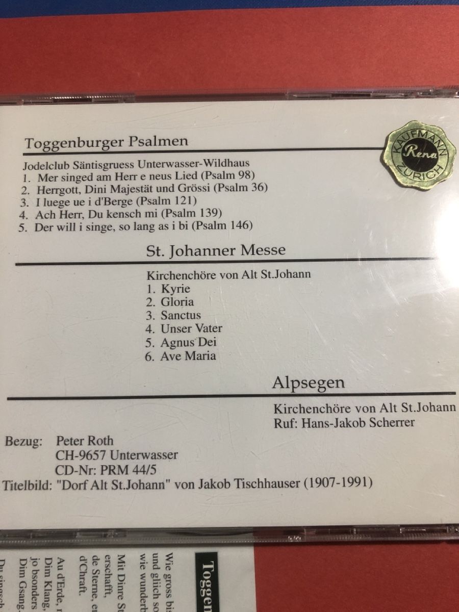 CDs: Psalmen Messe Alpsegen CD – Gebraucht aus Flaach von rubo7 3