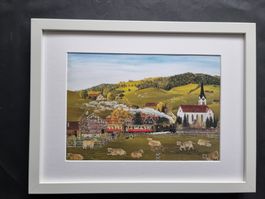 BLÄSS UND ZITA BILD HINTER PASSEPARTOUT MIT RAHMEN