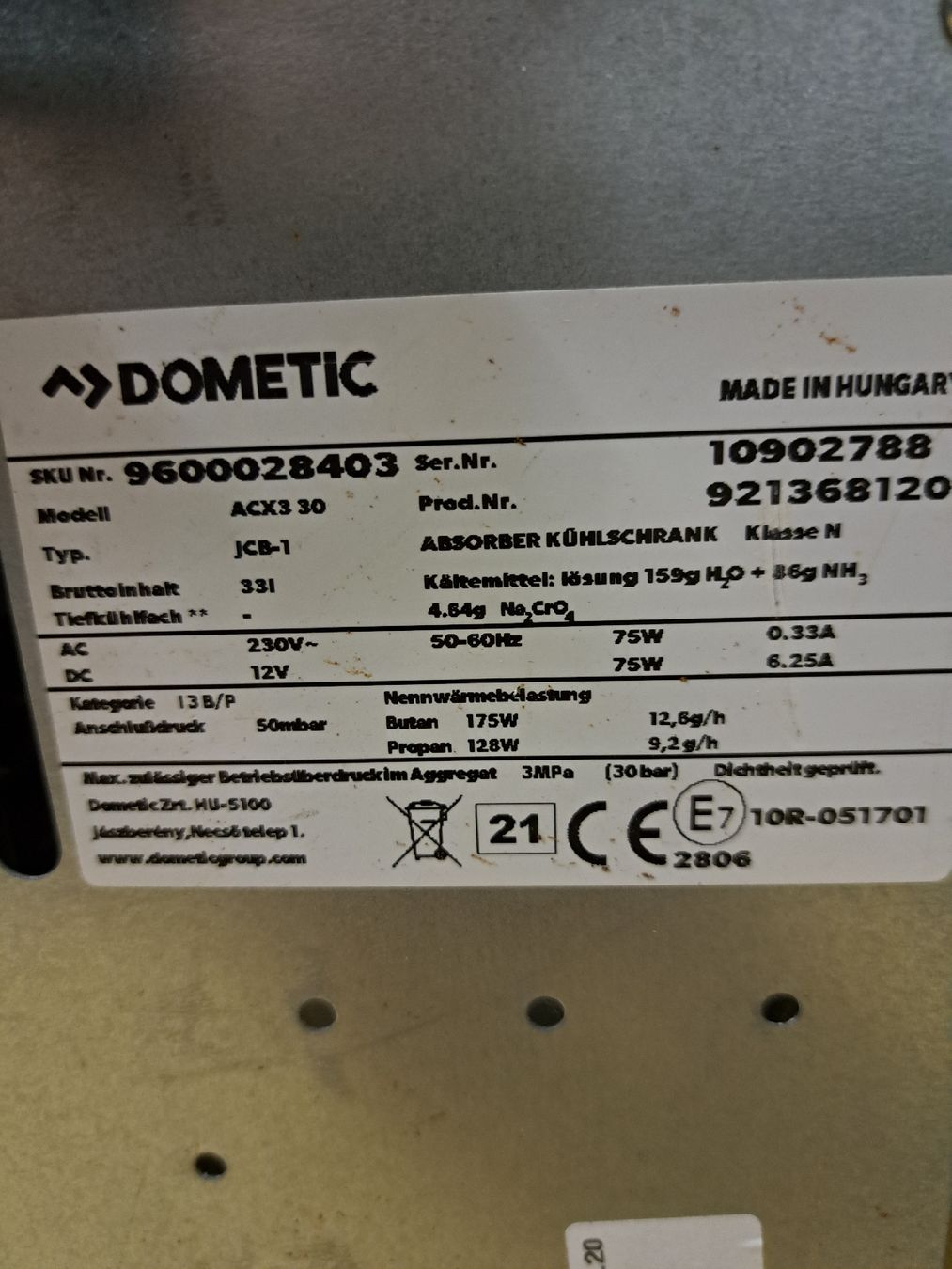 Dometic Frigoriferi & Refrigeratori: Dometic ACX3 30 Absorber Kühlschrank – Usato da Ins venduto da bohmhe 1