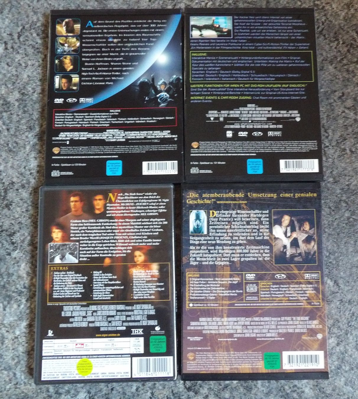 Tutti i DVDs: 4 DVD - Sphere, Matrix, The Time Machine, Signs – Usato da Niederlenz venduto da Steff99 1