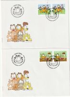 2014, Garfield, 2 FDC je mit 1 Heft- und 1 Bogenmarke