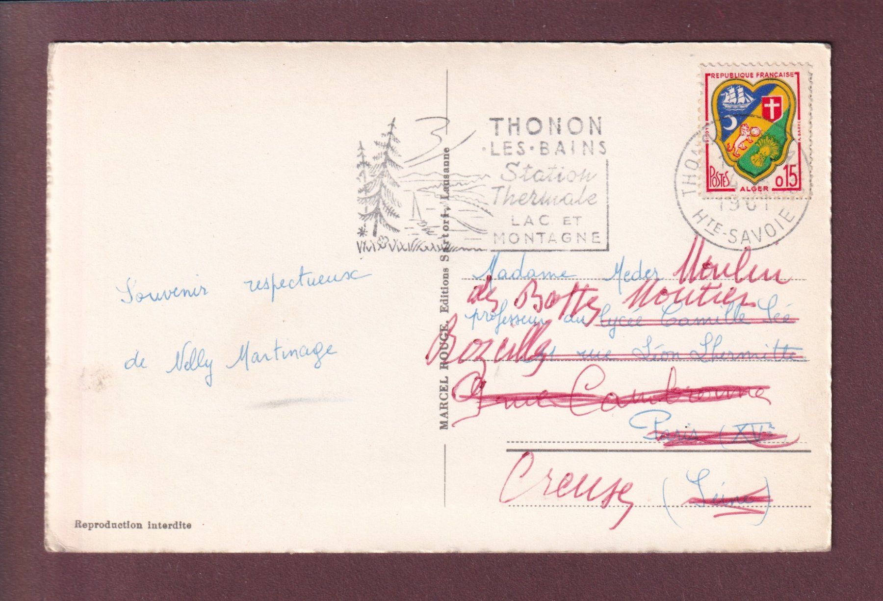 Ansichtskarten: GSTEIG - Kirche - 1961 – Gebraucht aus Pully von nicecards 1