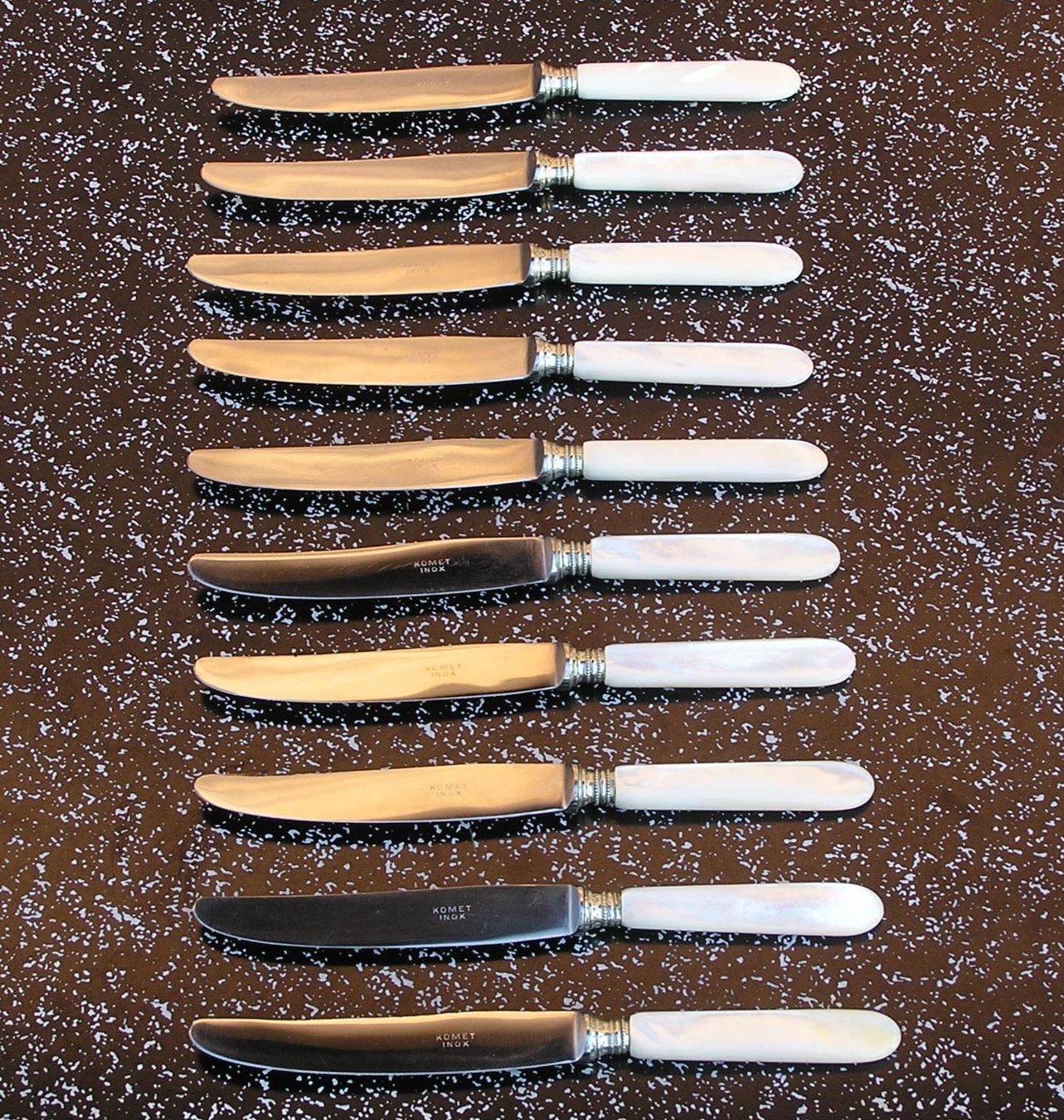 Posate: 10 VINTAGE MESSER DESSERTMESSER PERLMUTTOPTIK – Usato da Grenchen venduto da Antique-hunter 2