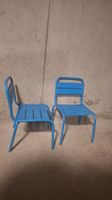 2 chaises de jardin en metal bleu pour enfant