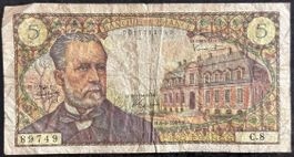 5 France Francs Schein/Note, Louis Pasteur, Jahr 1966 C.8