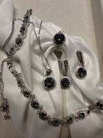 Parure bijoux argentée pierres irisées état neuf