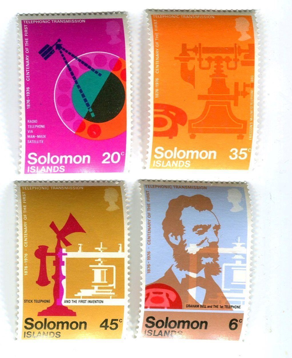 Tutti i francobolli: Briefmarken "Telefon. Graham Bell". Salomonen. – Nuovo e nell'imballaggio originale da Basel venduto da Butsch5