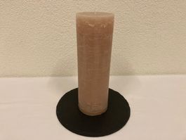Kerze ca. 10x30 cm, Sandbraun Raureif,ca. 300 Std Brenndauer