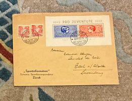1 Pro Juventute  1937 von HB Zürich nach Luxenburg
