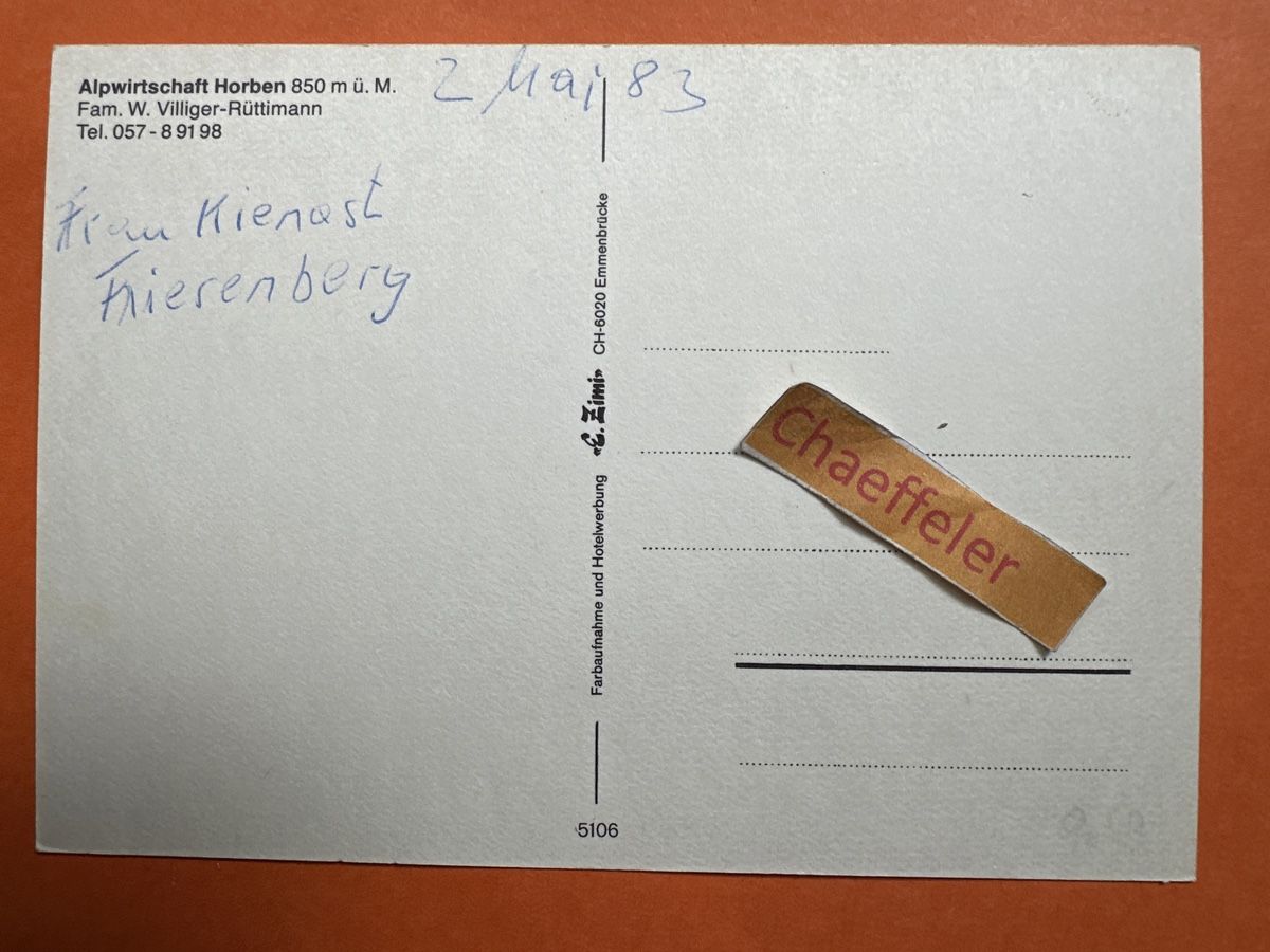 Cartes postales: 1983 Alpwirtschaft Horben. – D'occasion à Zürich par Chaeffeler 1