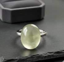 Eleganter Natur-Prehnit Silberring 925 - NEU