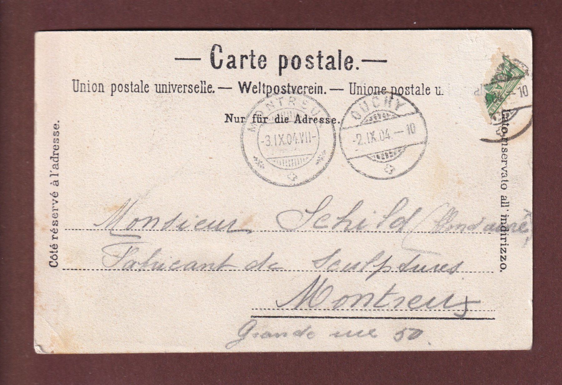Cartes postales: LAUSANNE - Ouchy - Château - 1904 – D'occasion à Pully par nicecards 1