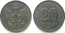 GEPLANTES KÖNIGREICH POLEN 20 Fenigow 1917 FF, Eisen unz-