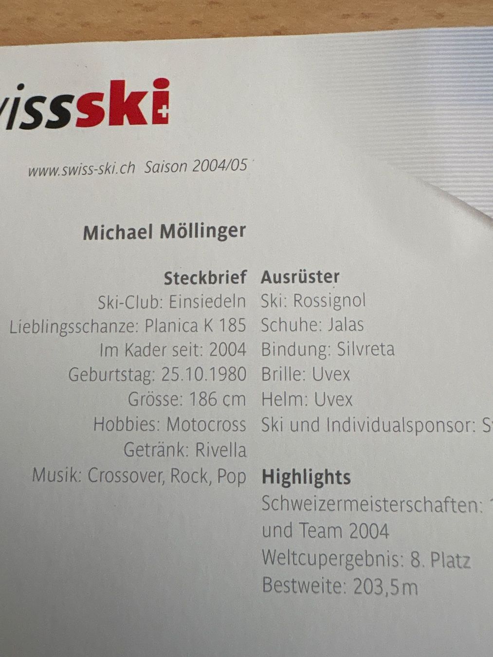 Autografi: Autogrammkarte Michael Möllinger Skispringen – Usato da Ibach venduto da lisch3 3