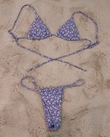 Lilafarbenes Bikini-Set mit Blumenmuster, Grösse XS