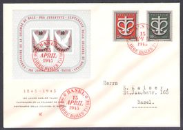 1945, W23+, Block Basel auf illustr. Brief (14096)