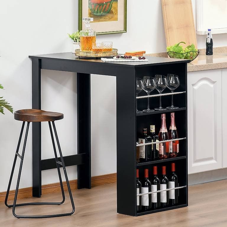Tavoli: Bartisch Schreibtisch Küchentisch mit 3 Ablagen Schwarz – Nuovo e nell'imballaggio originale da Flawil venduto da vivalacasa