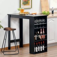 Bartisch Schreibtisch Küchentisch mit 3 Ablagen Schwarz