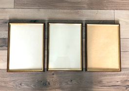 Holzbilderrahmen mit edlem Goldrand, 3er Set